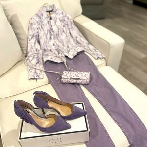 White House Black Market Stunning Purple Outfit! Size 0, Shoe 7.5
